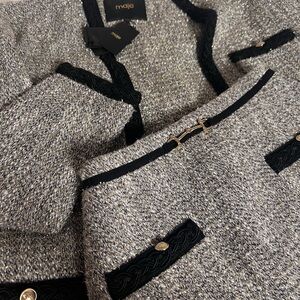 Maje AUTHENTIC Maje glitter grey jacket + skirt